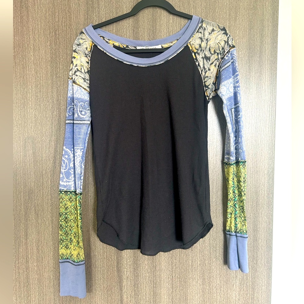 FREE PEOPLE Patchwork Long Sleeve Top